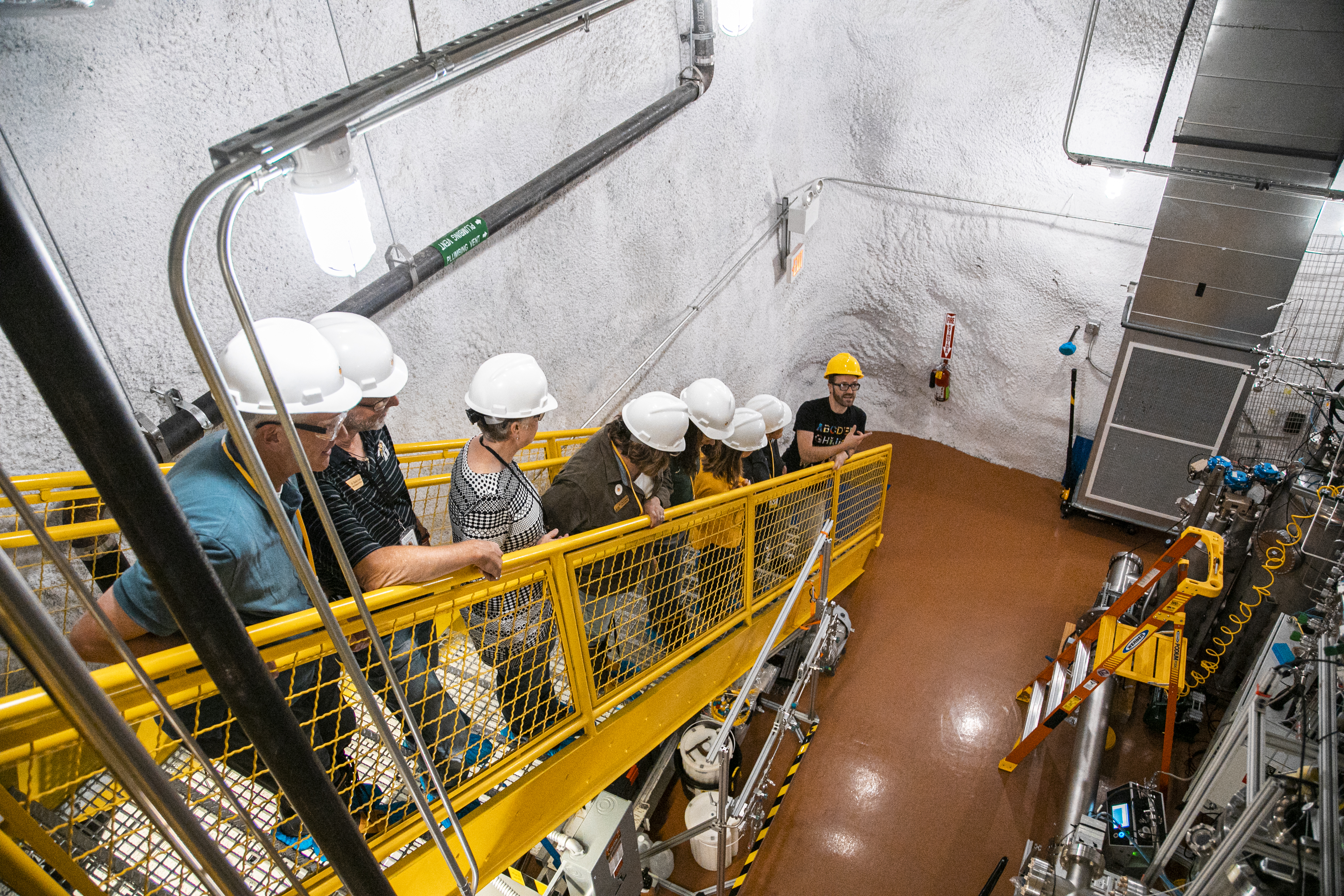 Group visits Davis Cavern, where the LUX-ZEPLIN dark matter experiment is being assembled.
