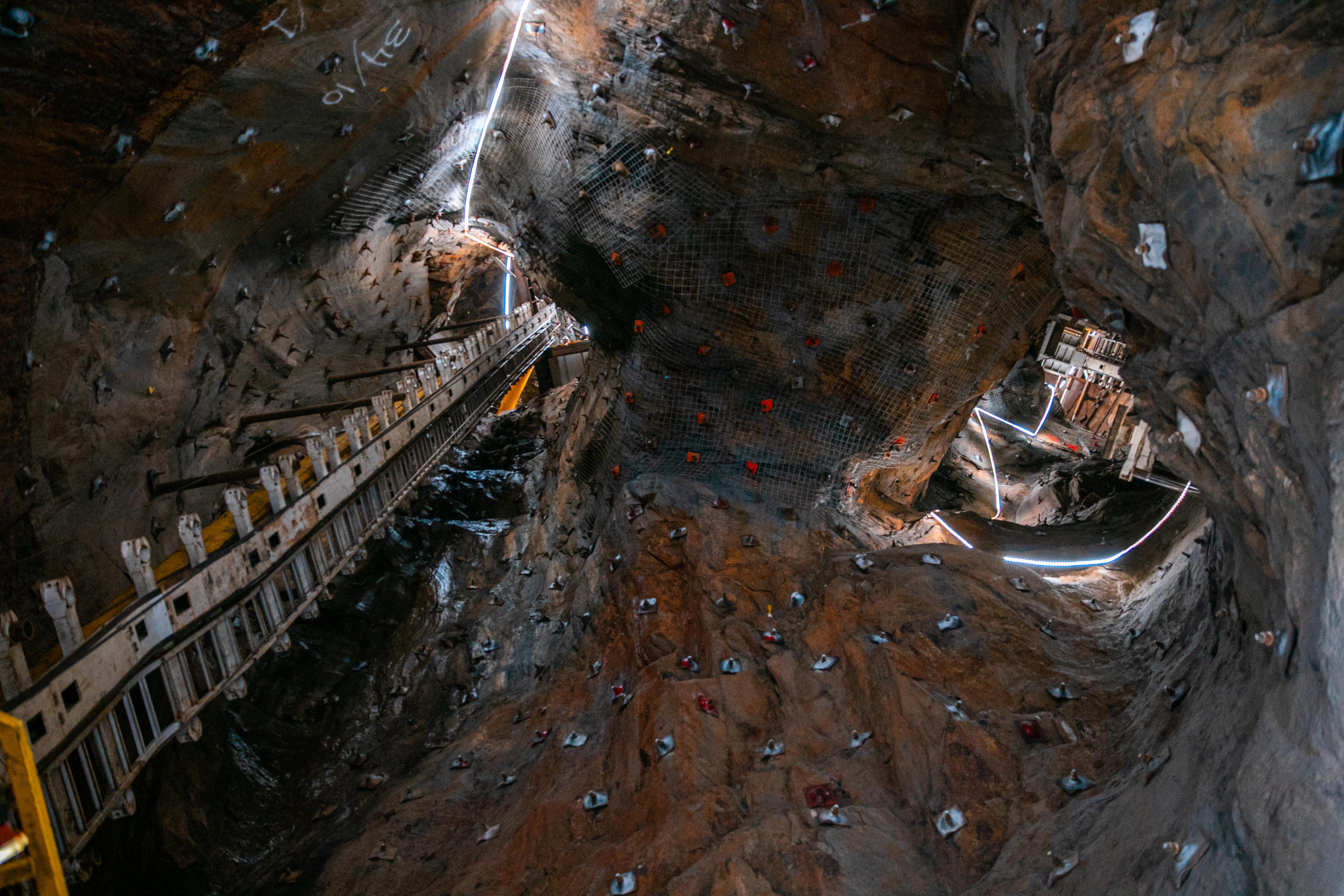 Photo depicts two underground ore passes