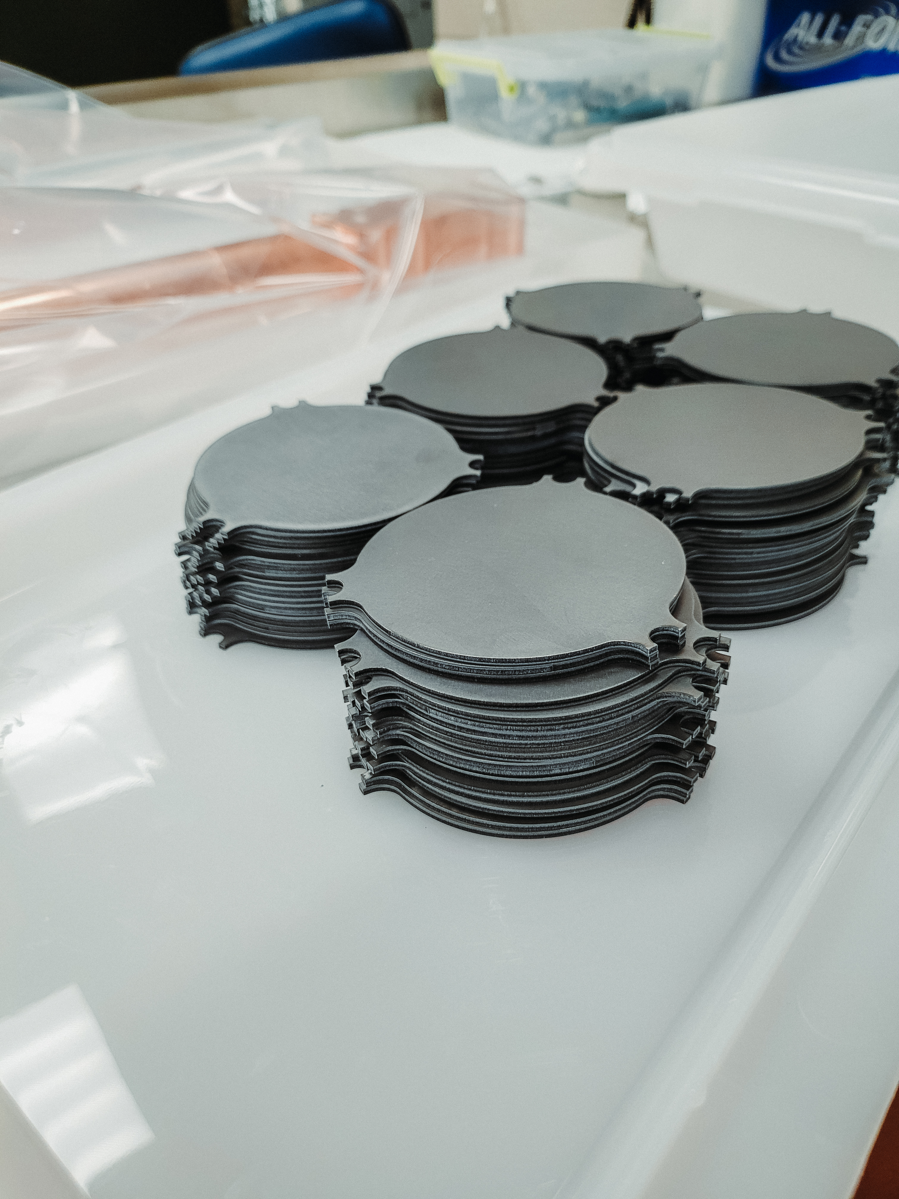 tantalum samples on a lab countertop