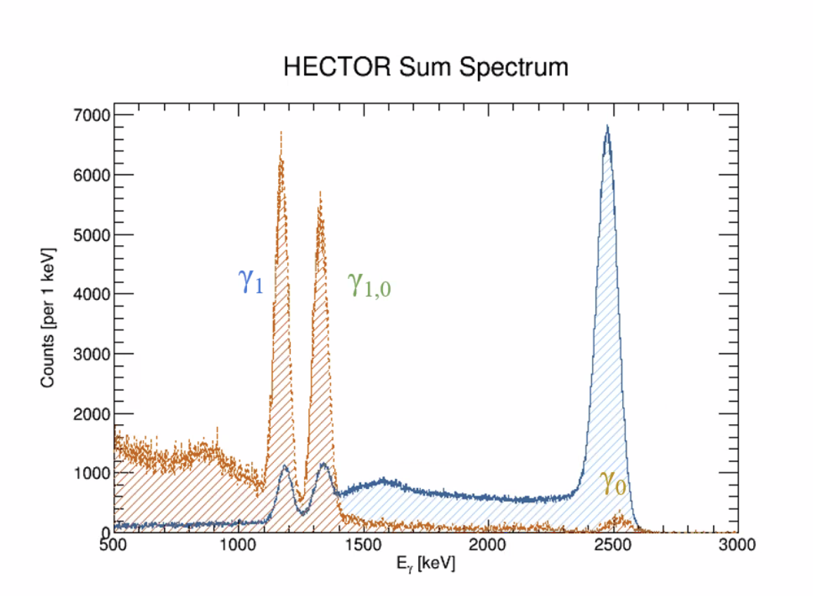 a graph depicts peaks of energy detected by the HECTOR detector 