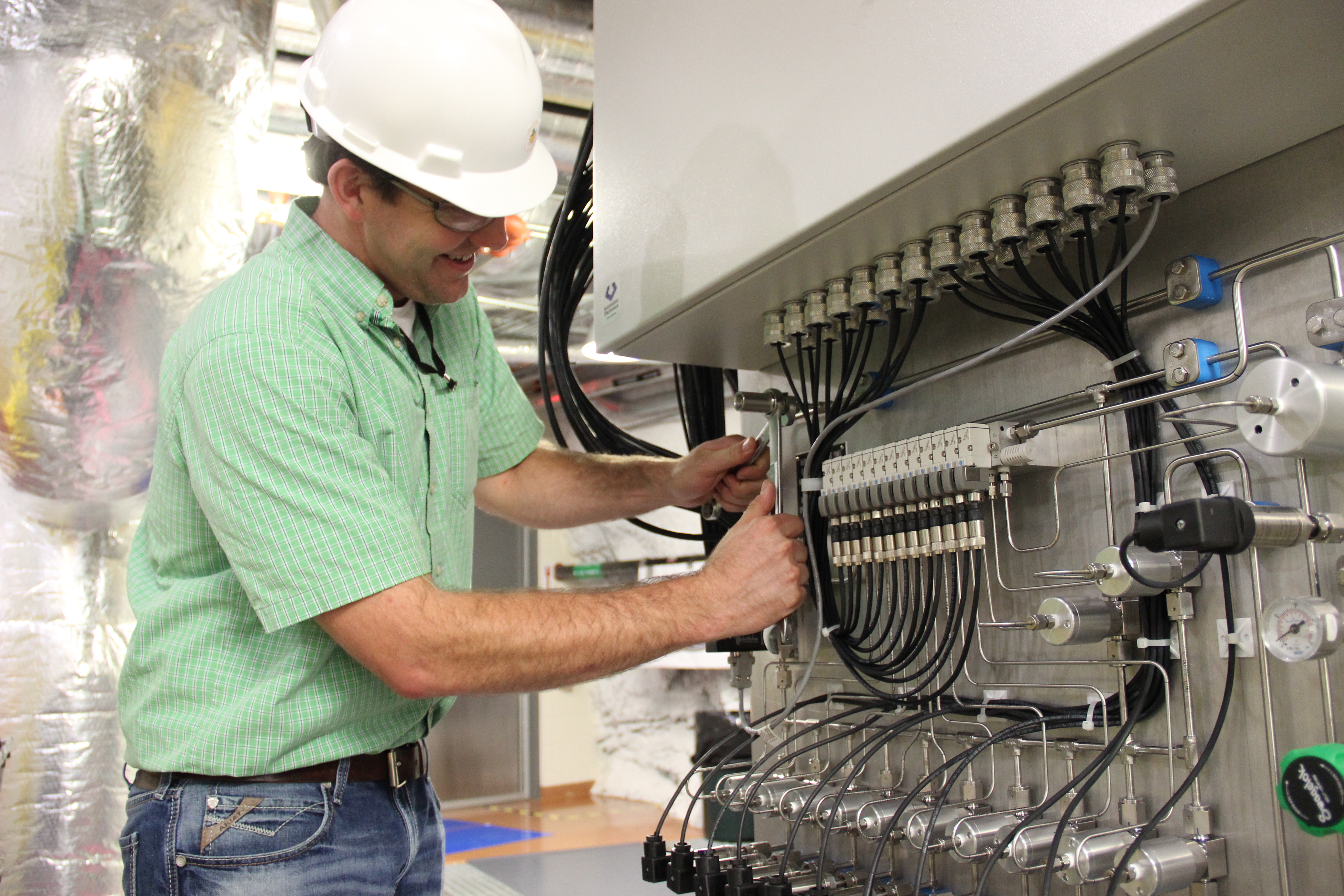 Man working on equipment