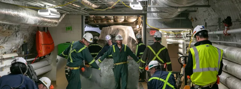 Engineers move the components for the LZ dark matter detector underground 