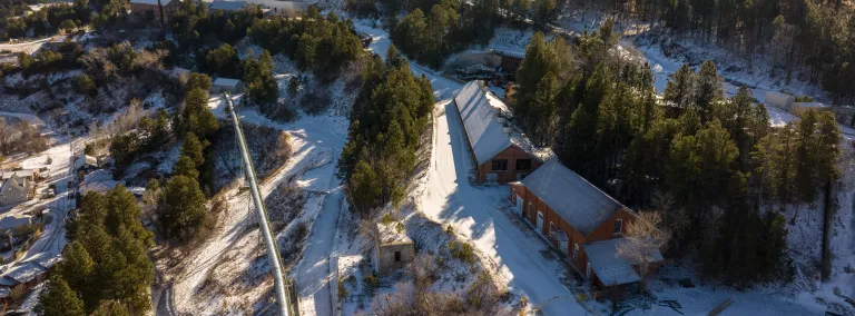 Some of the buildings along Ellison Road at SURF in winter. 