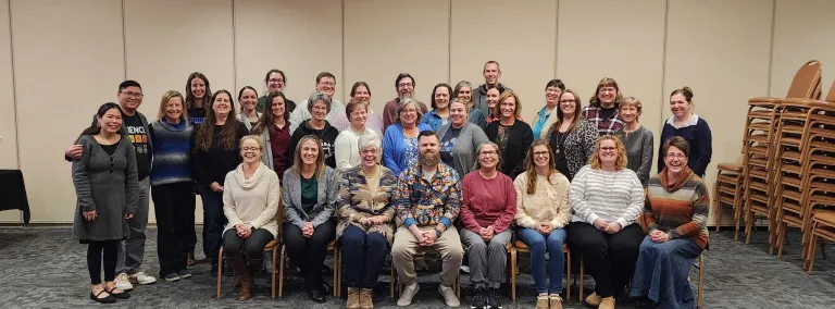 A group photo of The 2026 cohort of educators gathered at the South Dakota STEM Education Conference, who are part of National Science Foundation (NSF) funded Established Program to Stimulate Competitive Research Collaborations for Optimizing Research Ecosystems Research Infrastructure Improvement Program. 