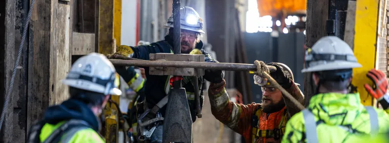 Crews working to change the Rope on the Ross Cage in April of 2026.
