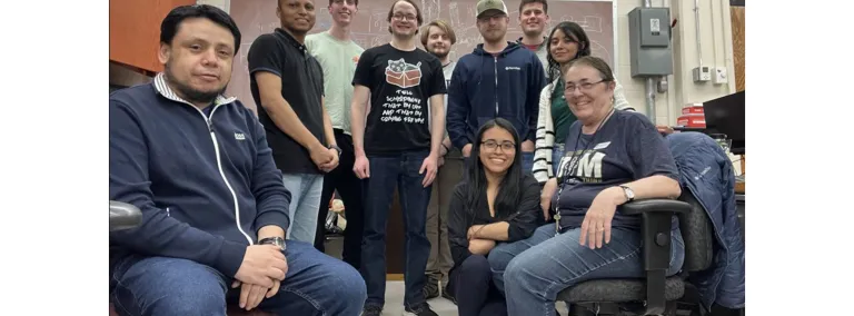 David Martinez Caicedo, left, with his team at South Dakota School of Mines & Technology. 