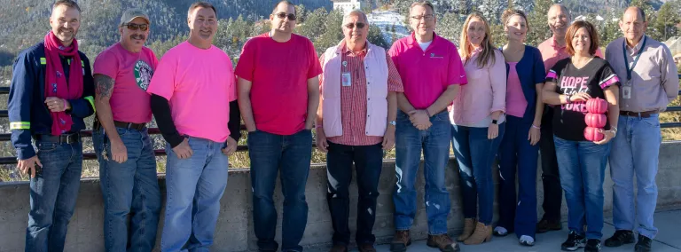 Environment, Safety and Health Department wearing pink in October 2018. 