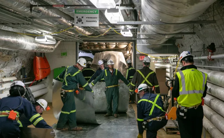 Engineers move the components for the LZ dark matter detector underground 