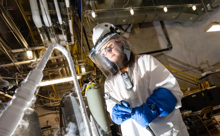 Olivia Valentino, a second-year Ph.D. student studying particle physics at Imperial College London, is among the visiting graduate students at SURF who is working on LUX ZEPLIN (LZ), the leading dark matter experiment on the planet.  