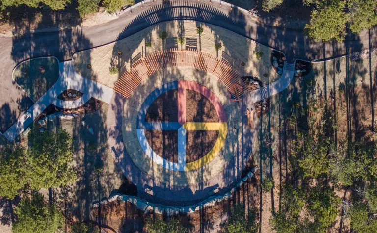 An aerial view of the garden at SURF.