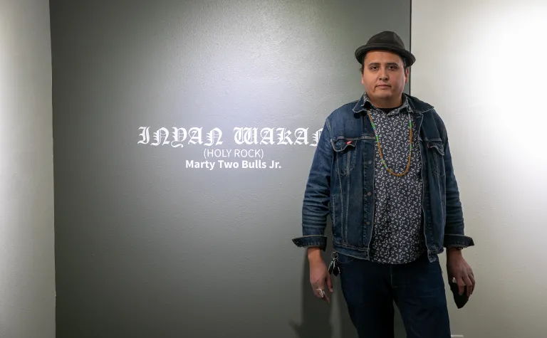 Marty Two Bulls at the artist reception
