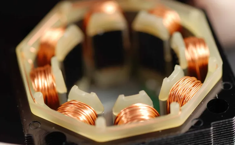close up of copper electromagnetic coils