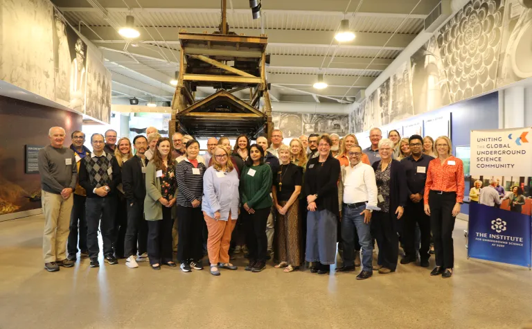 Group photo of workshop participants inside the SURF visitor center. 