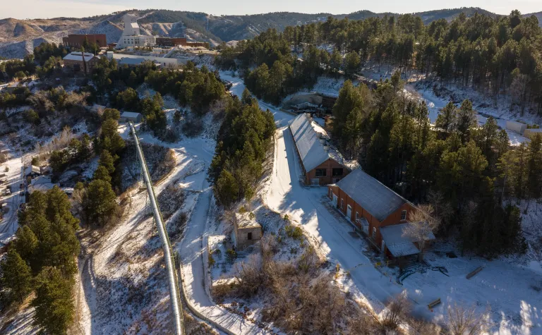 Some of the buildings along Ellison Road at SURF in winter. 