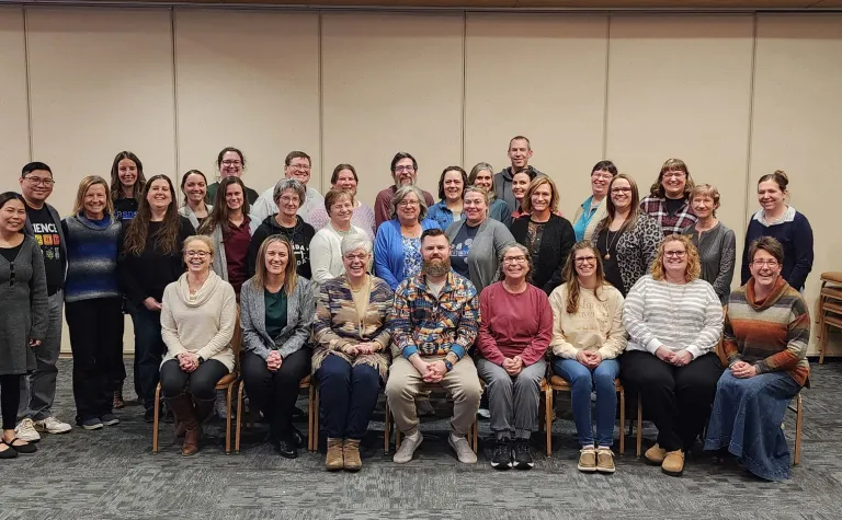 A group photo of The 2026 cohort of educators gathered at the South Dakota STEM Education Conference, who are part of National Science Foundation (NSF) funded Established Program to Stimulate Competitive Research Collaborations for Optimizing Research Ecosystems Research Infrastructure Improvement Program. 