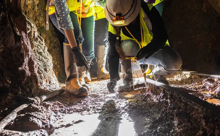 Biologists gather samples on the 1700 level of SURF