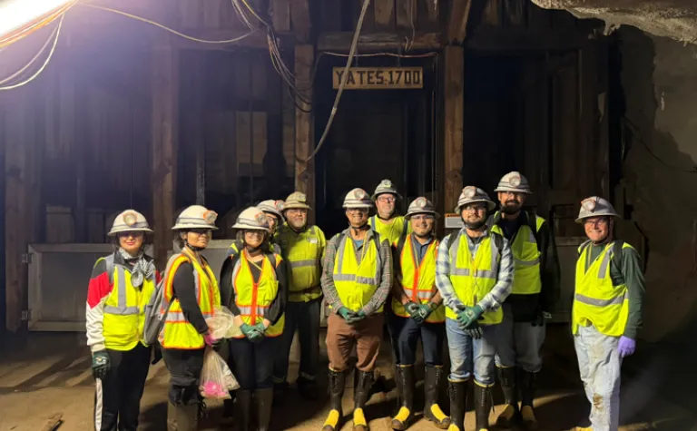 SDSMT and other students and professors on an underground sampling trip at SURF