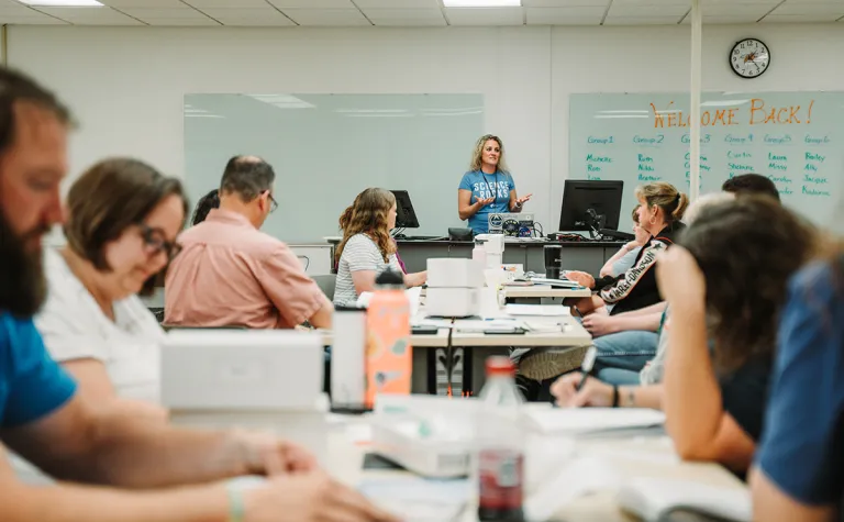 SURF science education specialist Ashley Armstrong leads educators in a professional development workshop in 2022. 