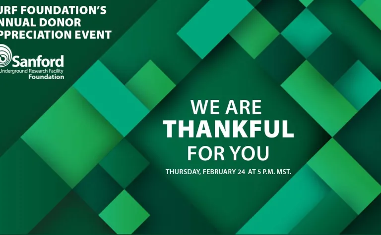 Green abstract shapes with the text "We are thankful for you" in the center