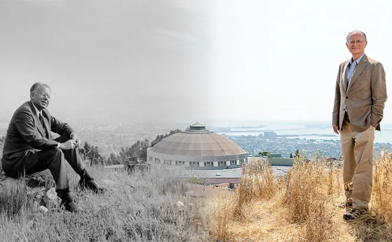 Edited image overlays a 1956 black and white image with 2018 of the same location