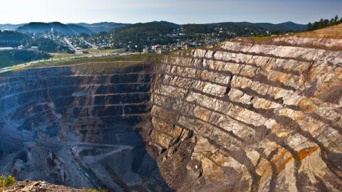 Top view of the open cut created by former mine.