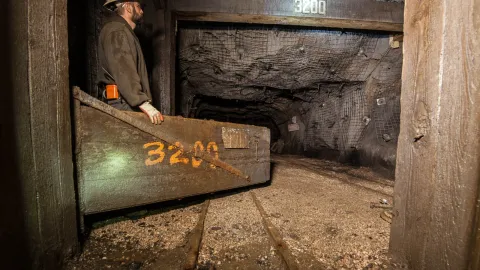 Working on top down maintenance at the Yates shaft.