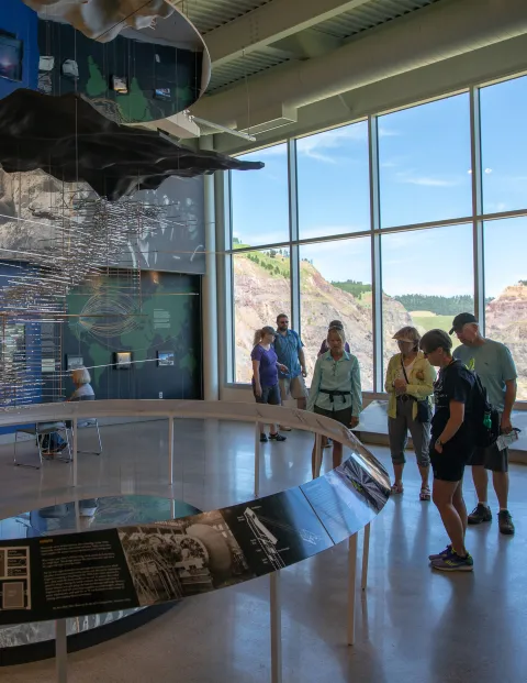 A group of people enjoying the exhibits at SLHVC/