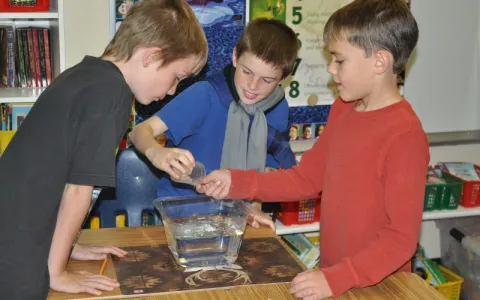 Children doing a science experiment with water