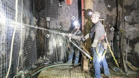 Technicians at work in the Ross shaft.