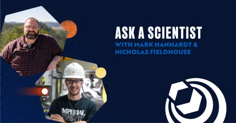 A flyer for Ask a Scientist with Mark Hanhardt and Nicholas Fieldhouse