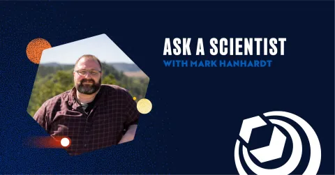 a flyer for the Ask a Scientist event with Mark Hanhardt with these words, the sanford logo, and Mark's photo.