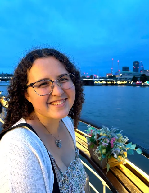 Grace Davis, a 2023 Davis-Bahcall Scholar is shown here near the ocean.