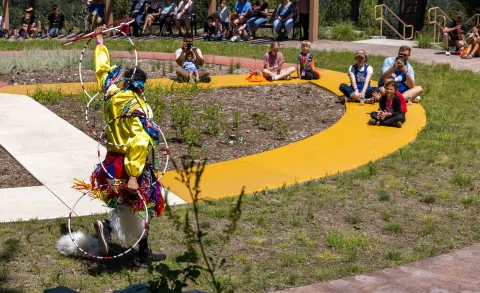 Chief Eagle perform for kids