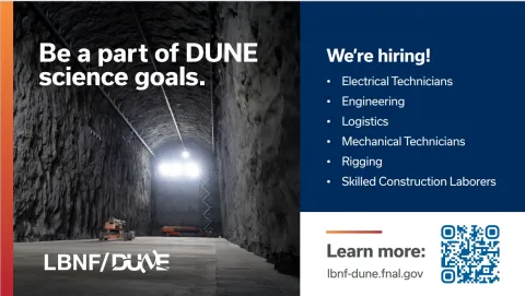 a flyer for the event with the Fermilab logo and an image of DUNE.