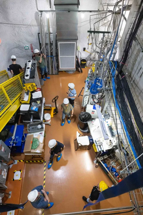 Attendees tour the LUX-ZEPLIN experiment on the 4850 Level of SURF during the CETUP* summer workshop. 