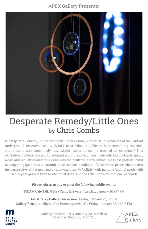 Chris Combs Gallery opening poster - with images of his art and information on the event 