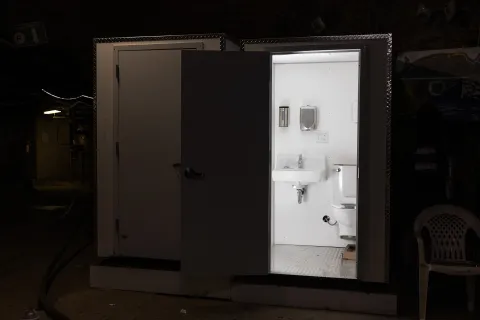  One of the new restroom pods at SURF provided by a local company, B&T Manufacturing, located on the 4850 Level Ross Campus.