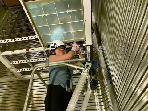 Diana Leon, a graduate student at South Dakota School of Mines and Technology, works on ProtoDUNE at CERN.