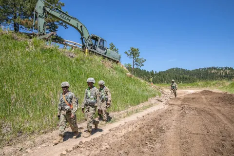 The South Dakota National Guard’s 28th annual Golden Coyote training exercise brought multiple units and nearly a hundred personnel together from Denmark, Suriname, Canada and 10 states to work on projects across South Dakota, including one at Sanford Lab.