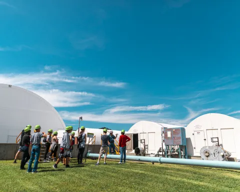 The WWTP's rotating biological cylinders are the final step of the environmentally-friendly water treatment process at Sanford Lab. Photo by Nick Hubbard.