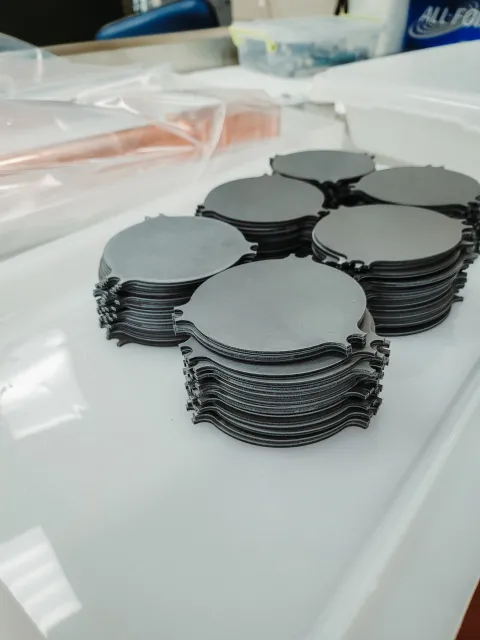 tantalum samples on a lab countertop
