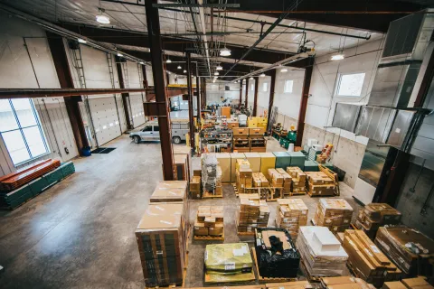 wide shot of the maintenance shop from above