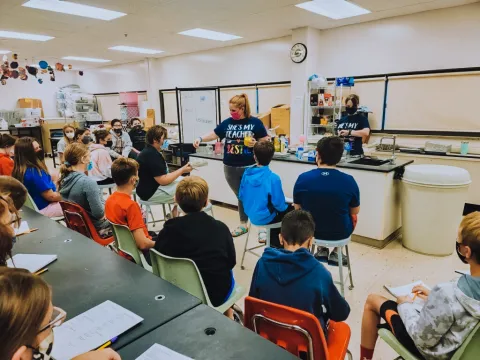Nicole Mehlhaff leads an activity in her classroom