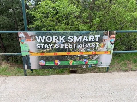 Safety poster at the Yates screening shelter