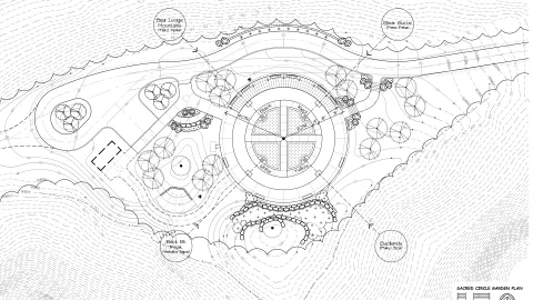 line drawing of the garden