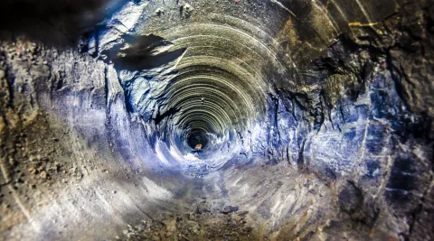 A borehole in SURF illumniated on the sides