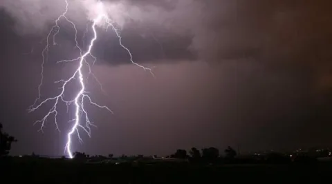 Lightning in night sky