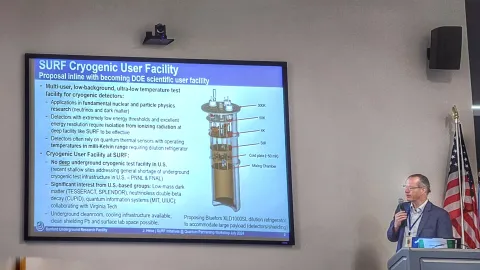 Jaret Heise speaks during the Quantum Research Collaboration Workshop at SURF 