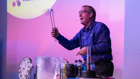 Mr Freeze entertaining while educating in the Homestake Opera House  