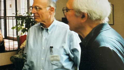 Ken Lande and Al Mann photographed by Dale Carter at a physics conference in the Black Hills.